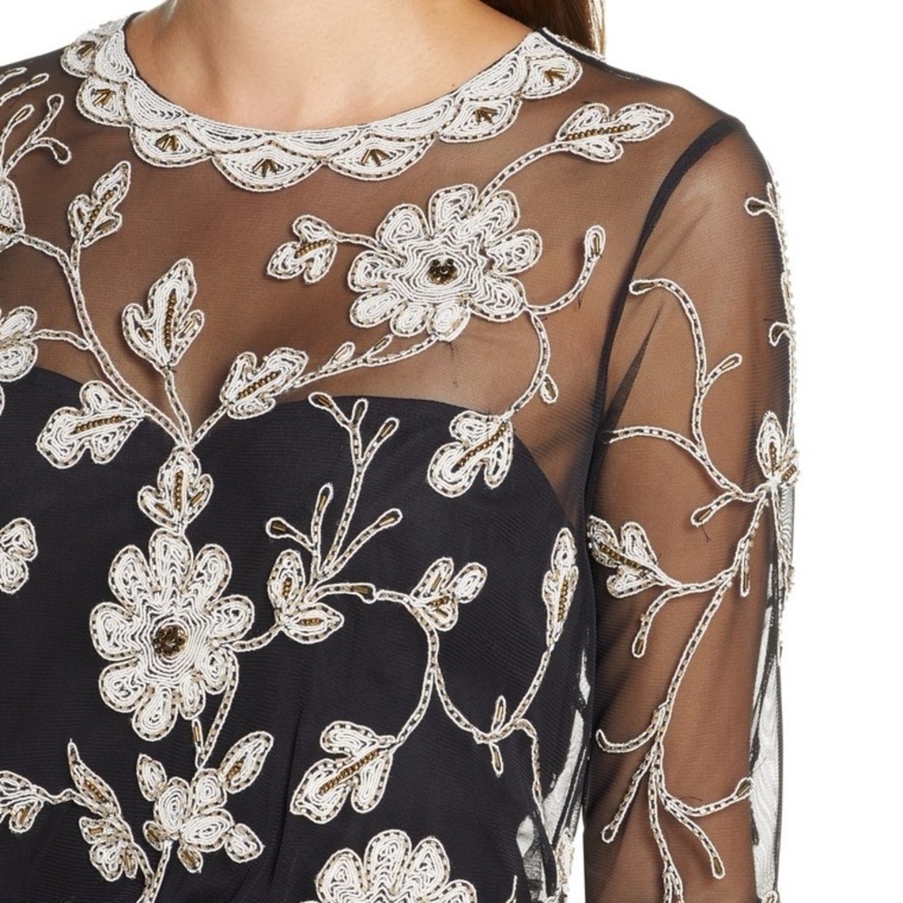 J.S. Collections Elegant Black Floral Embroidered Gown - Picture 5 of 7